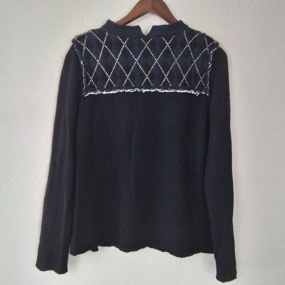 Sibel Saral Knit Sweater Sz XS Black Argyle Yak Alpaca Luxury Academia Crew Neck - Picture 8 of 12